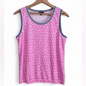Talbots Knit Sweater Pink Polka Dot Shirt Top womens size Medium Sleeveless